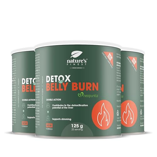 Nature's Finest Detox Belly Burn Drink Pulver - Mariendistel Artischocken Extrakt, Chlorella & Nopal - Darmkur & Leberkur Entgiftung - Vegan, 375 g