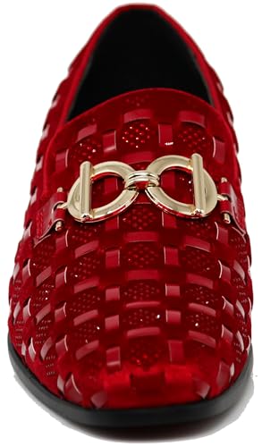 Enzo Romeo UTA Men's Fashion Rhinestone Glitter Buckle Slip On Dress Shoes4