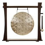 Flower of Life Wind Gongs on Stands - Includes Gong, Mallet & Stand/Traditional Bronze Gong/Sacred Geometry Gong Engraving/Meditation & Sound Healing