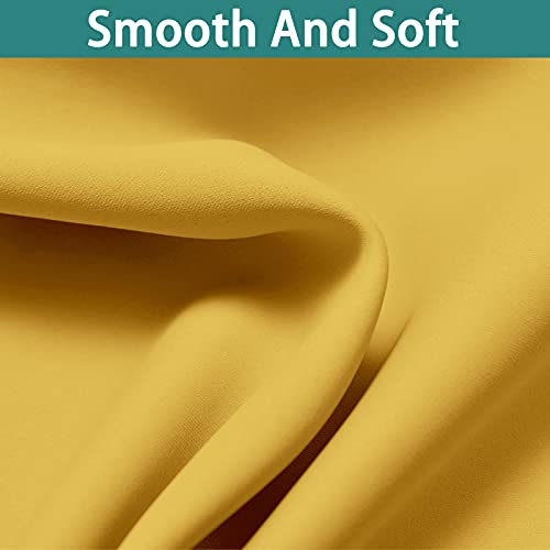 Image of Yakamok 100% Blackout Curtains Energy Saving Thermal Insulated 2 Thick Layers Completely Blackout Drapes with Black Liner for Bedroom (52Wx84L,Mustard Yellow, Set of 2)