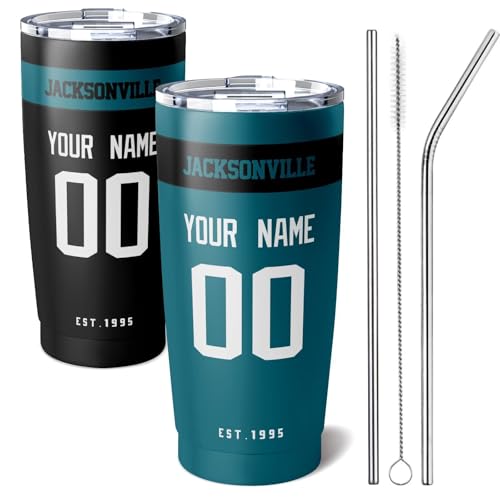 Image of ANTKING Jacksonville Tumbler 20 oz Travel Coffee Cup Custom Name Number for Men Women Boy Gifts
