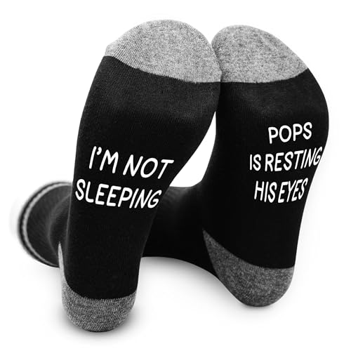 GMCDFHRQ Funny Dad Socks Im Not Sleeping Pops Is Resting His Eyes Sign Crew Socks for Men Fathers Days Gifts Birthday Gifts for Men Husbands Gift (059)