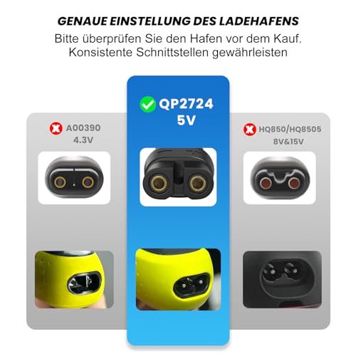Newding 5V Ladekabel Kompatibel mit Philips One Blade Pro 360 QP2824 QP2734 QP6652 BG7480 BG5485 MG7931 MG7961 XP9401 Ladegerät Rasierer Bodygroom Multigroom Series 9000 7000 5000 3000 Charger Kabel