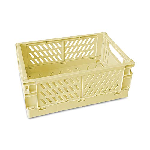 LELE LIFE Panier de Rangement Pliable, Boîte de Rangement avec Poignées, Panier de Salle de Bains, Paniers Rectangles, Bac de Rangement pour Cuisine, Panier de Rangement pour Cosmétiques, Jaune
