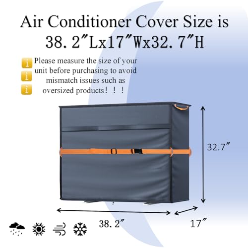 Image of NGB Mini Split Cover for Outside Units,AC Protector for 24000-36000 BTU, 600D Waterproof Air Conditioner Mini Split Cover with Vent Hole,Fits up to 38 inchL x 17 inchW x 32 inchH.Grey.
