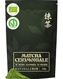 NaturaleBio Tè Verde Matcha Biologico in Polvere. Grado Cerimoniale A, Ricarica 30g. Prodotto in Giappone Uji, Kyoto. Ideale con latte o per la Cerimonia del Tè. Senza Zuccheri Aggiunti e Conservanti.
