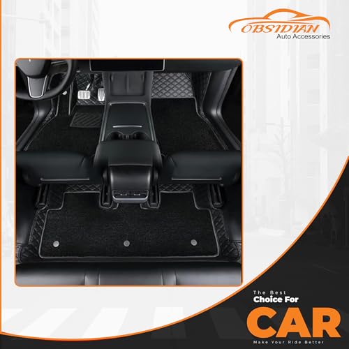Image of Obsidian | 7D Premium Diamond Car Foot Mat with Luxurious & Elegant Look | 100% Waterproof and Dust Proof | Custom Fitted Car Floor Tray Mat for Mahindra XUV 700-All 3 Row for 7 Seater - Full Black