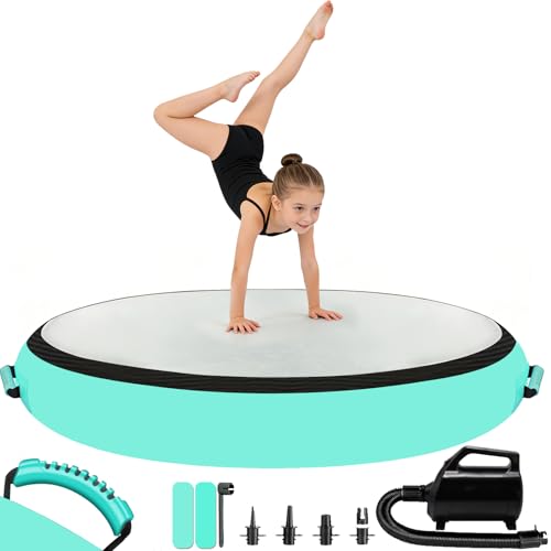 Airspot Air Matte Track 20 cm Höhe Aufblasbare Gymnastik Tumbling Matten Air Barrel Durchmesser 100CM Gymnastikmatte mit Pumpe Turnmatte Trainingsmatte
