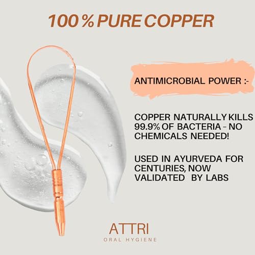 Image of 100% Pure Copper Single Handle Tongue Scraper Eco-Friendly Pouch for Adults and Kids - Durable Tongue cleaner Copper - Tough Scraper Oral Care & Hygiene-Unique design