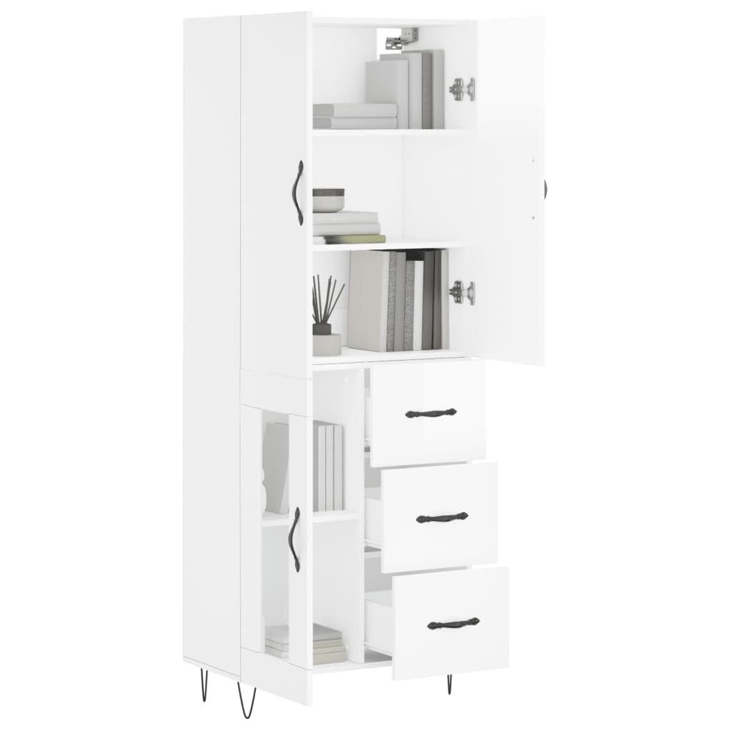 Conjunto de muebles - Alacena de alto brillo blanco 69,5 x 34 x 180 cm, madera de ingeniería