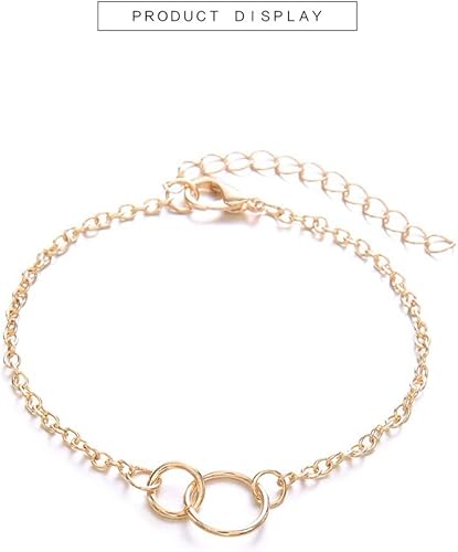 Miniatura 3 de 5 pulseras de cadena geométrica abierta de diamantes con nudo de círculo joyería para el día de San Valentín regalo de cumpleaños para mujeres y