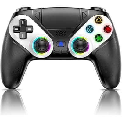 Dinosoo RGB Wireless Controller for PS5, Compatible with PS5 Pro/Slim/PC, Dual Vibration, Marco/Turbo Function, Back paddles, 3.5mm Audio Jack, 6-Axis Motion Control Gamepad with Speaker-Black