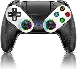Dinosoo RGB Wireless Controller for PS5, Dual Vibration, Marco/Turbo Function, Back paddles, 3.5mm Audio Jack, 6-Axis Motion Control Gamepad with Speaker