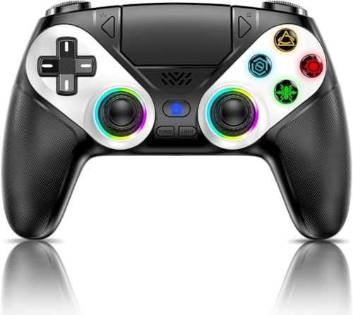 Image of Dinosoo RGB Wireless Controller for PS5, Compatible with PS5 Pro/Slim/PC, Dual Vibration, Marco/Turbo Function, Back paddles, 3.5mm Audio Jack, 6-Axis Motion Control Gamepad with Speaker-Black
