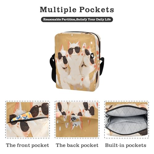 messenger bag men's shoulder bag Handbag For Travel Adjustable Strap for Shopping Shopping- Cute White Cats Cartoon2