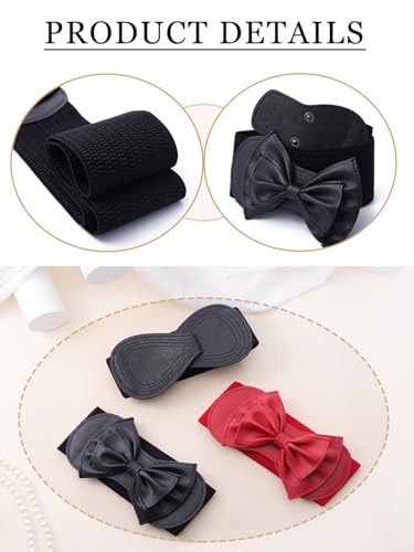 Abien Womens Stretchy Belt Wide Elastic Belts Bow Waist Belt Plus Size for Women Dress 6