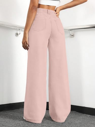 Image of Straight Leg Jeans for Women High Waisted Wide Leg Denim Pants