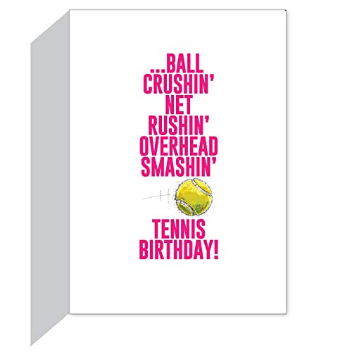 Play Strong Tennis Girl Birthday Card 1-Pack (5X7) Power Player Illustrated Sports Birthday Cards Greeting Cards- Awesome For Basketball Players, Coaches And Fans Birthdays, Gifts And Parties! #TOP1