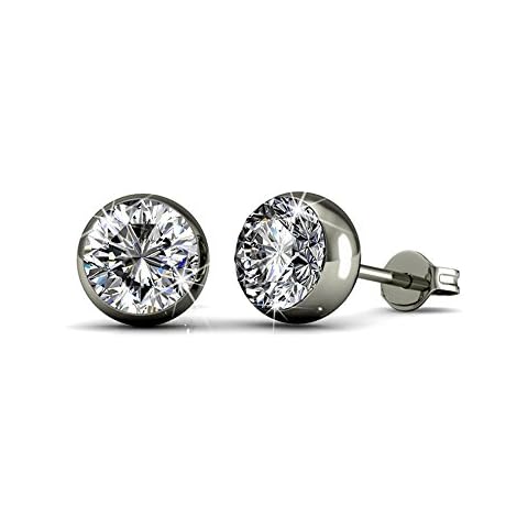 Cate & Chloe Blaire 18k White Gold Earrings with Swarovski Crystals, Silver Drop Dangling Earrings w/ Solitaire Crystals, Special-Occasion-Jewelry Cover