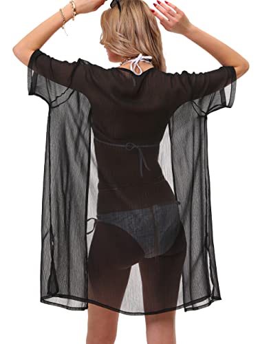 Soul Young Women's Chiffon Kimono sheer Cover Up Summer Cardigan Beachwear for Swimsuit Swimwear Bikini4
