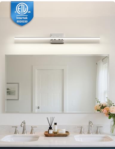 Image of NIORSUN 39.4 Inch Modern Bathroom Light Fixture, 24W 5CCT Dimmable LED Chrome Bathroom Vanity Lights Over Mirror, Vanity Lights for Bathrooms Restroom Mirror- ETL Certified