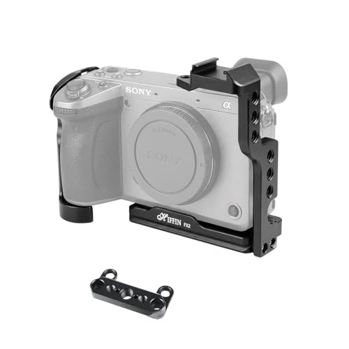 Image of HIFFIN FX2 Metal Camera Cage with Built-in Arca-Type Quick Release Plate, Filmmaking Video Cage with Cold Shoe Mount, 1 /4″ & 3 /8″ Threaded Holes