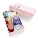 Lieferung: 7x Steine, 1x Box JOVIVI 7 Chakra Edelstein formlos Feng Shui Healing Reiki Steine Energietherapie Gravur Stein Dekoration Ohne Symbol (7 Stein Chakra)