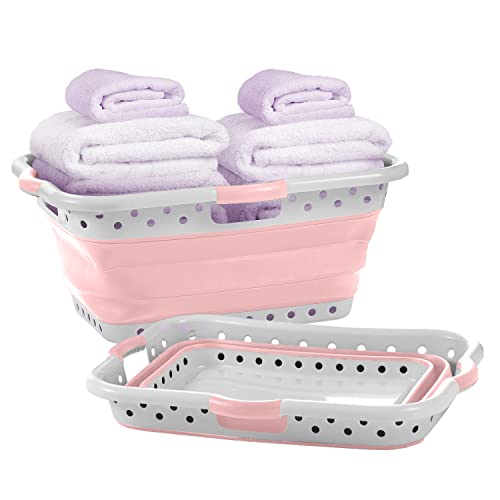Pop & Load Collapse & Store 1 Large 25' Slim Collapsible Plastic Laundry Basket, Space Saving...