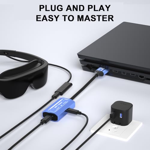 Hdmi to USB c Adapter 4K60Hz 100W Charging ar Glasses for xreal hub/xreal one pro/Air2 Pro/rokid max2/viture pro xr Glasses hdmi to Type c with Switch/Steam Deck/ROG ALLY/PS5/4 Xbox/Portable Monitors