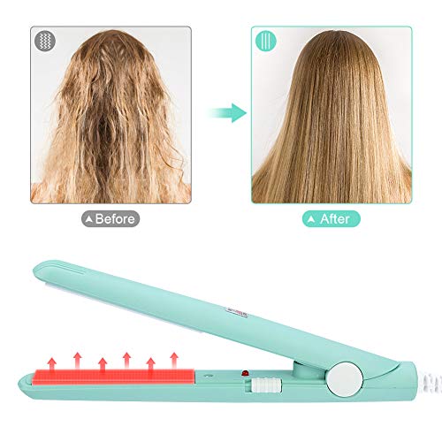 Mini plancha para cabello tamaño viaje cerámica verde miniatura 3