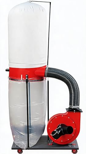 Industrial 1500W Dust Collection System, 2HP Wood Shop Dust Collector with 50-Gallon Bag, Heavy-Duty Vertical Dust Collectors for Woodworking, Ideal for Workshop Air Filtration