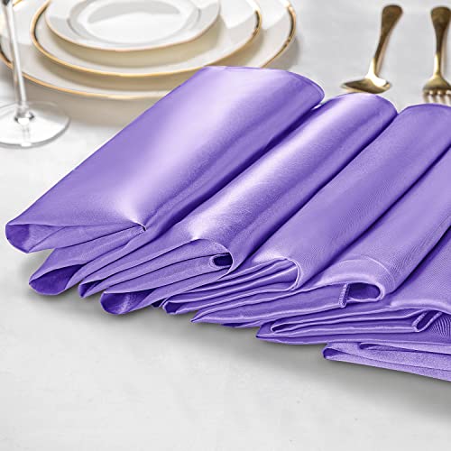 Vacvelt 50 Pack Light Purple Satin Napkins 17X17 Inch Wedding Napkins Bulk, Decorative Elegant Dinner Napkins Square Table Napkins Decor, Silky Satin Cloth Napkins For Banquet Graduation Party #TOP6