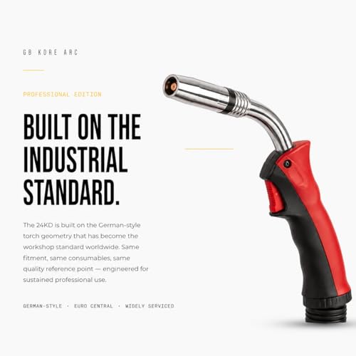 Image of 24KD MIG Welding Torch - 3M Industrial MIG Gun | Euro Connector, Heavy Duty Copper Tip, Heat-Resistant Cable | Professional MIG /MAG Welding Torch
