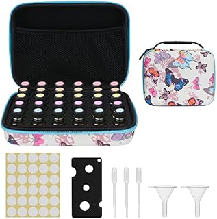Unaone Essential Oils Carrying Case, Essential Oils Storage for 30 Bottles, Hold Up to 5 ml/10 ml/15 ml Essential Oils Bottle with Bottle Opener, Bottle Cap Labels, Funnels and Pipettes