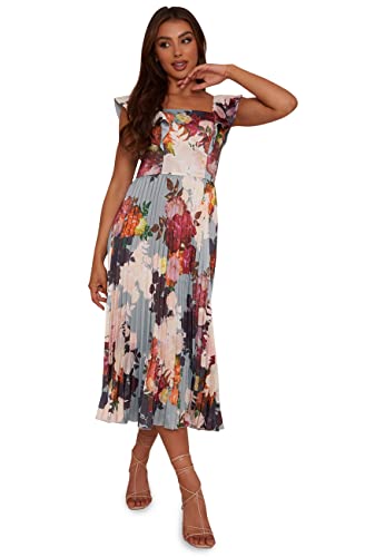 Chi Chi London Damen Midikleid mit Rüschen und Blumenmuster in Grün...