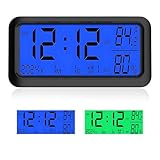 FSTURIOS Car Digital Dashboard Clock, Vehicle Electronic Clock with Automatic Backlight at Night, Solar Power Rechargeable Car Clocks with Time/Date/Temperature/Humidity Display