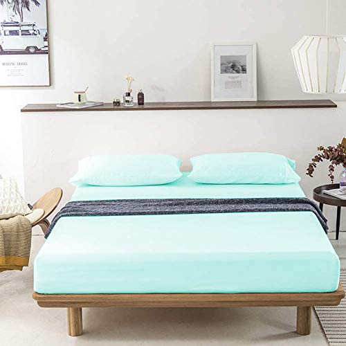 Image of YRM Bedding's - Egyptian Cotton Bedsheet 400-TC Premium Hotel Quality 1 Bedsheet (82x102) + 2 Pillow Covers (18x28) - (Full Size, Aqua Blue Color)
