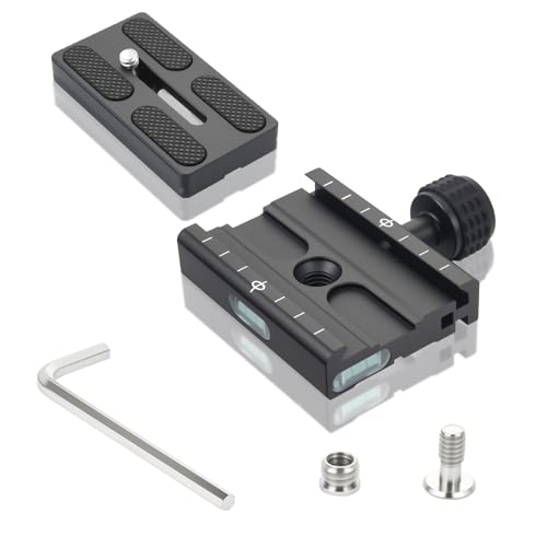 UTEBIT Pince de Fixation Rapide de 70 mm pour trépied Universel Arca Swiss avec Adaptateur de vis 1/4" et 3/8" pour trépieds Reflex numériques, cardan et têtes sphériques