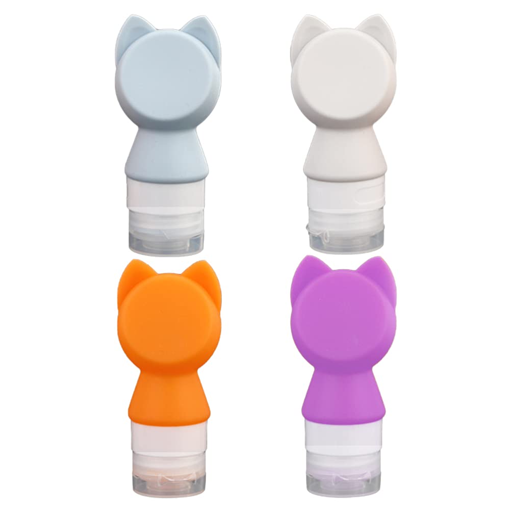 FOMIYES 4Pcs Portable Travel Bottles Set Squeezable Silicone Tubes Cartoon Cat Shaped Empty Bottle Travel Size Toiletries Containers for Shampoo Liquids Home Travel