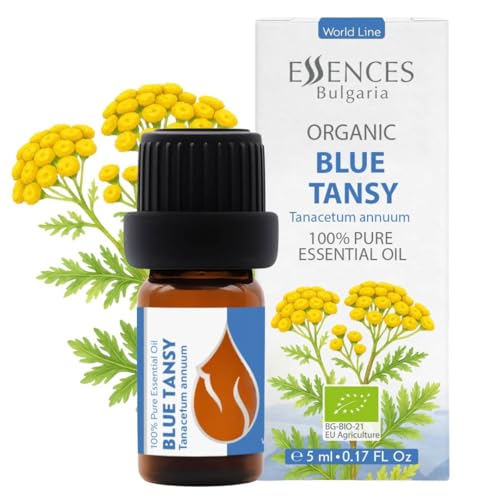 Essences Bulgaria Organic Blue Tansy Essential Oil 0.17 Fl Oz | 5ml | Tanacetum annuum | 100% Pure | Natural | Undiluted | Therapeutic Grade | Aromatherapy | Cosmetics | Cruelty Free | Non-GMO | Vegan