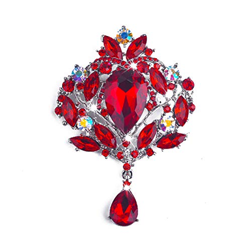 Image of Wedding Bridal Big Crystal Rhinestone Bouquet Brooch Shawl Pin for Women