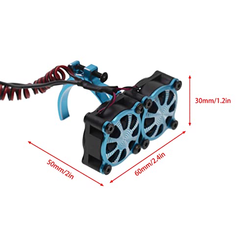 Treehobby 36Mm Aluminum Alloy W/Double Cooling Fan Heat Sink With Temperature Control Compatible With 1/10 Trx4 Scx10 Traxxas Track Hsp Hpi Wltoys Himoto Tamiya 540 550 3650 3660 Rc Car(Blue) #TOP5