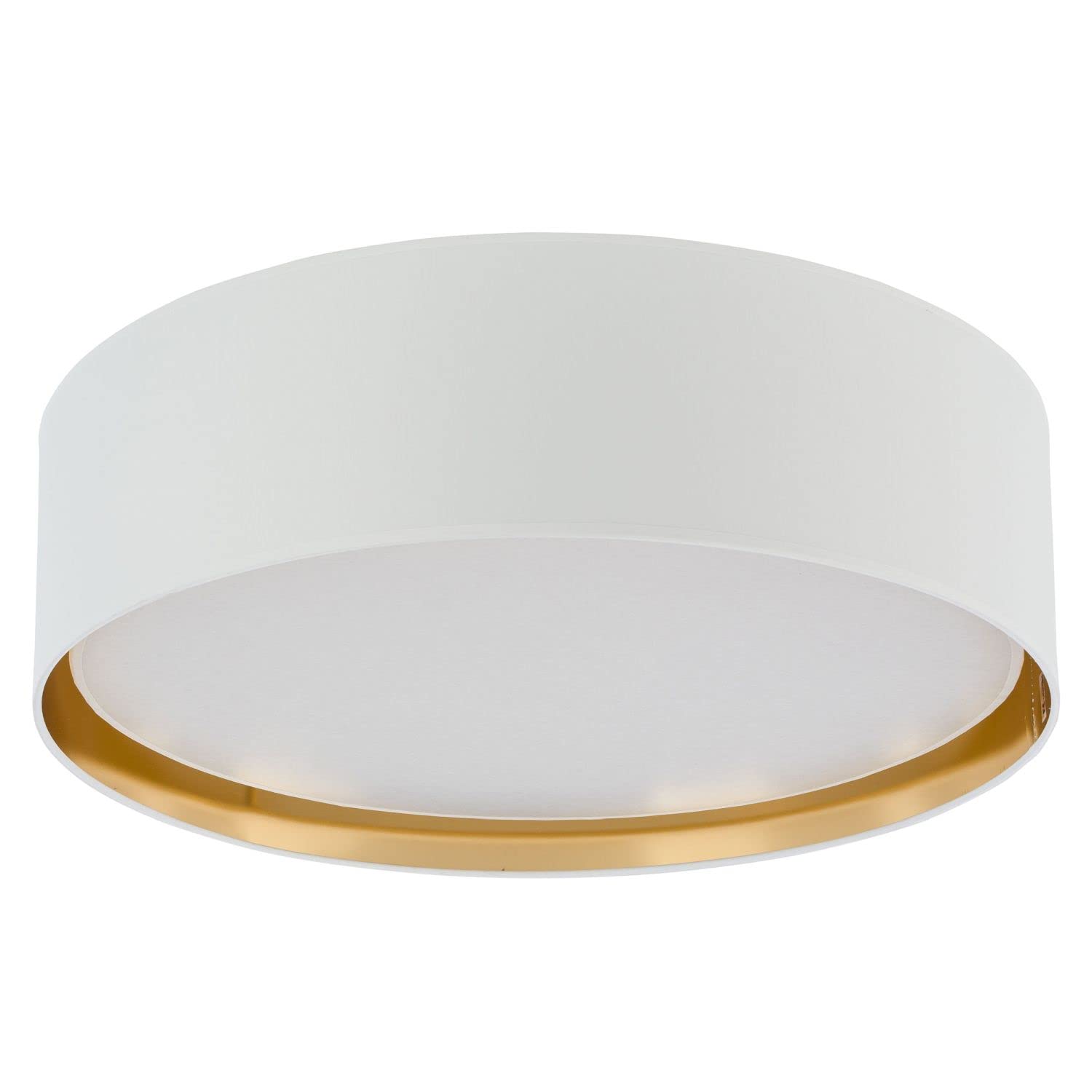 Licht-Erlebnisse Deckenleuchte rund Ø 60 cm Stoffschirm Weiß Gold blendarm für 4x E27 Deckenlampe Schlafzimmer Wohnzimmer