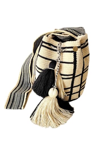 Sac Wayuu d'exception TERRA FUSION avec lignes noires et blanches