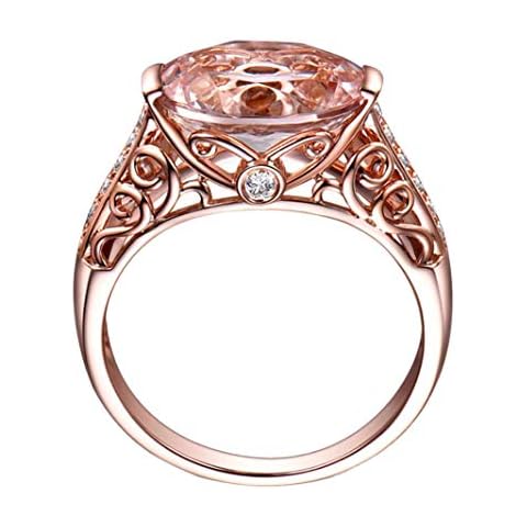 Fashion Women Gemstone Ring Rose Gold Wedding Engagement Ring Morganite Oval Opal Zircon Promise Band Ring for Women (Rose Gold, 9) Cover