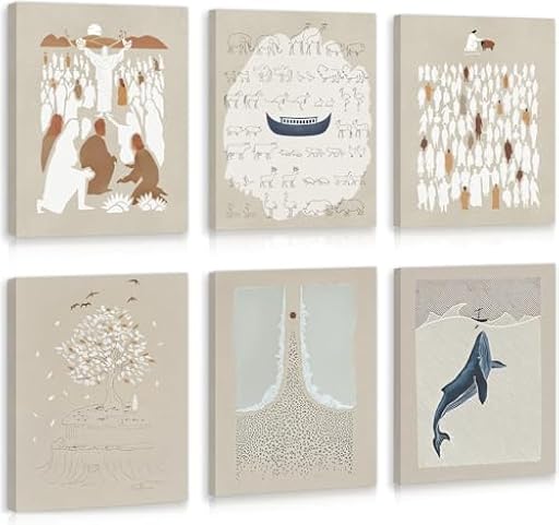 HPNIUB Arte de pared de Jesús, póster cristiano de la Semana Santa de Pascua, juego de 6 piezas (8 x 10 pulgadas, enmarcado) versículos de la Biblia, pinturas religiosas, decoración de pared para | Ya disponible en tu tienda friki favorita! En mundofriki.es!