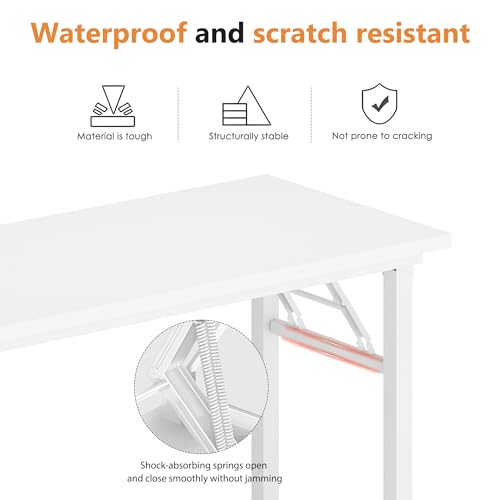Image of DlandHome 31.5 Inch Small Folding Computer Desk for Home Office, White
