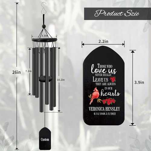 Image of ASTARIN Personalized Wind Chimes for Outside Deep Tone,Customized Windchime Outdoors, Chimes for Outdoors,Sympathy Wind Chimes Memorial for Mom Dad