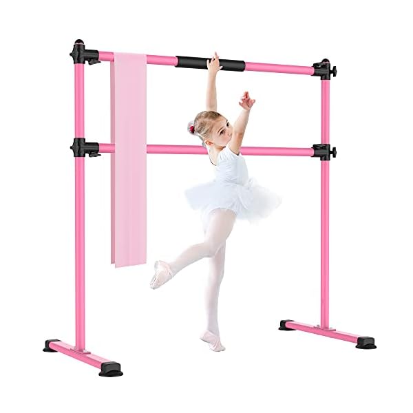 EVERYMILE-Ballet-Barre-Portable-for-Home-Kids-Ballet-Bar-41-Adjustable-Freestanding-Height-Ballet-Equipment-for-Balance-Barre-Workout-Dance-Bar-with-Leg-Stretch-Band-for-Studio-Dancers-Children EVERYMILE Ballet Barre Portable for Home, Kids Ballet Bar, 41” Adjustable Freestanding Height Ballet Equipment for Balance, Barre Workout, Dance Bar with Leg Stretch Band for Studio Dancers Children