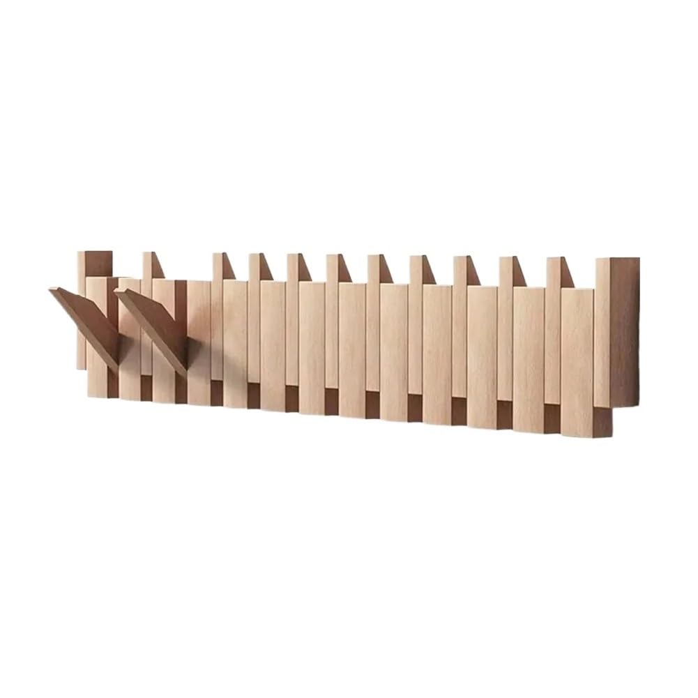 Hgniang Burlywood4 Natural Wood Wall-Mounted Piano Coat Rack, Porch Wall Art Hook Closet Kitchen Bedroom